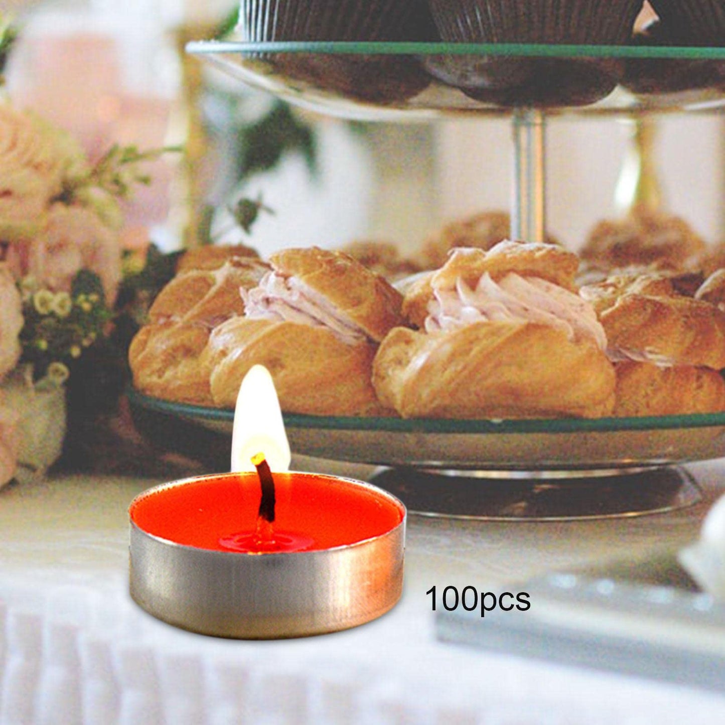 Gcljlmy 100x Smokeless Round Candles 1H Long Burning Tea Light Tibetan Buddhist Church Tealight Ghee Butter Lamp Candles for Meditation Wedding Rituals Altars (Red)