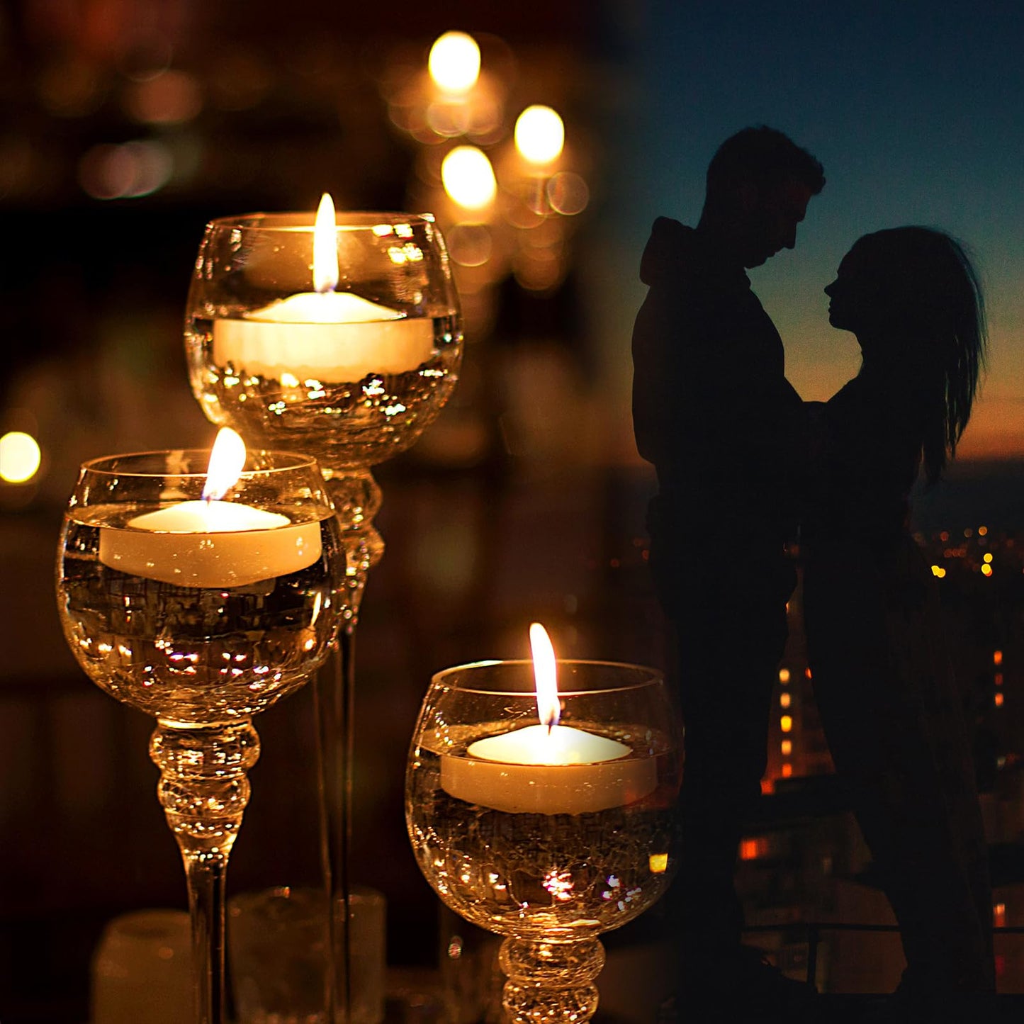 20 Pcs Floating Candles Centerpieces, 1.5 Inch Unscented Floating Candles, Warm Tealights Candles for Wedding, Night, Christmas, Valentine's Day,Home Decor and Party Decoration (White 20pcs)