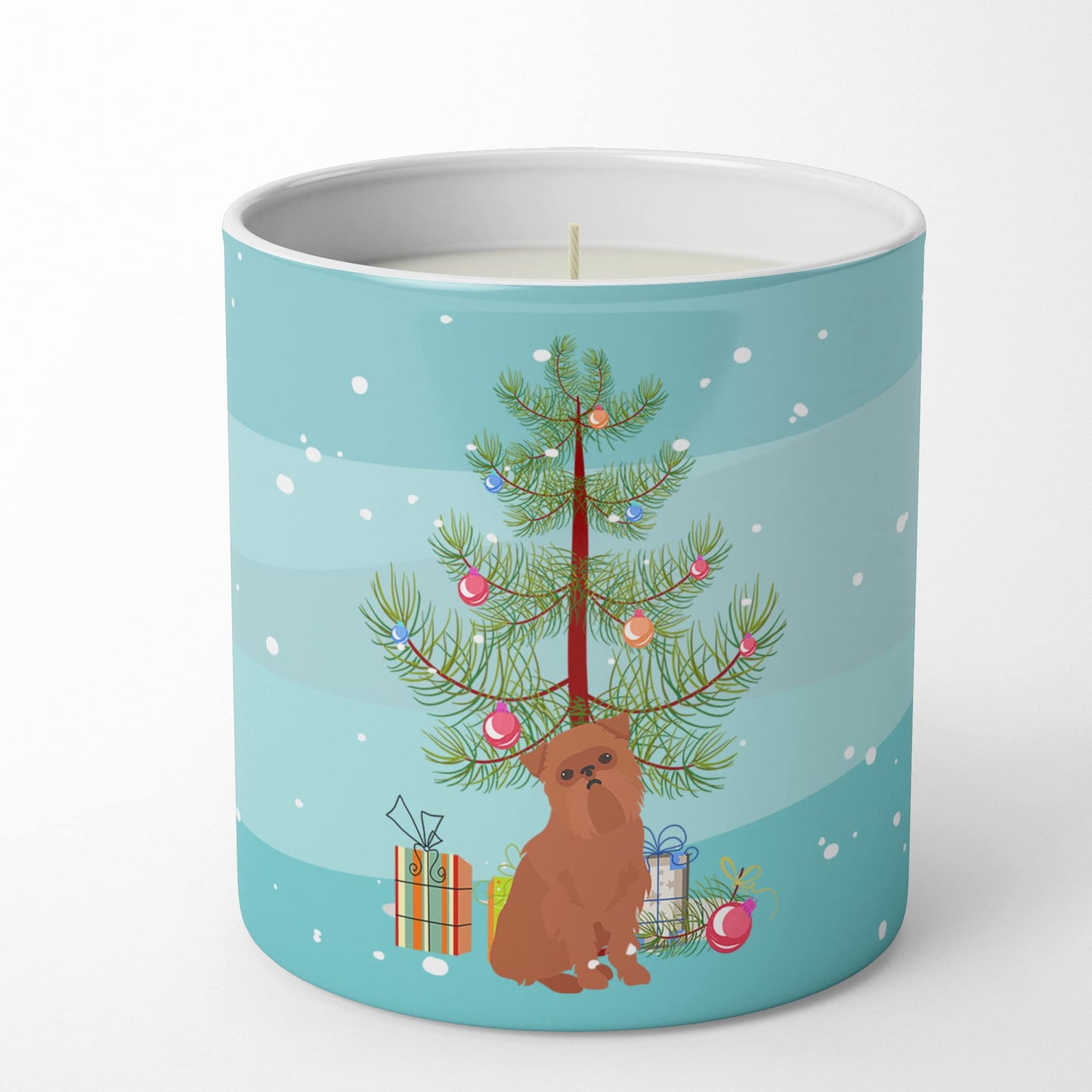 Caroline's Treasures CK3494CDL Brussels Griffon Christmas Tree 10 oz Decorative Soy Candle Nature Soy Wax Essential Oil Home Decor Ideal for Bedroom Kitchen Bath Office Gift, 10 oz
