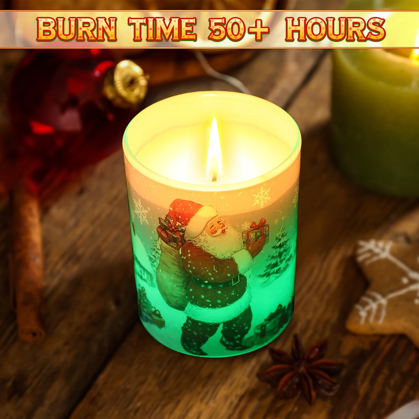 Electricwise Christmas Scented Candle Gift Set for Women, Candles Can Change Into 7 Colors, Winter Candle with 7.6oz Soy Wax Fir Holiday Candles for Christmas Women Gift(Santa Claus)
