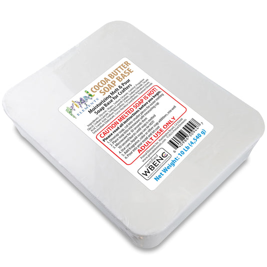 Primal Elements Cocoa Butter Soap Base - Moisturizing Melt and Pour Glycerin Soap Base for Crafting and Soap Making, Easy to Cut - 10 Pound