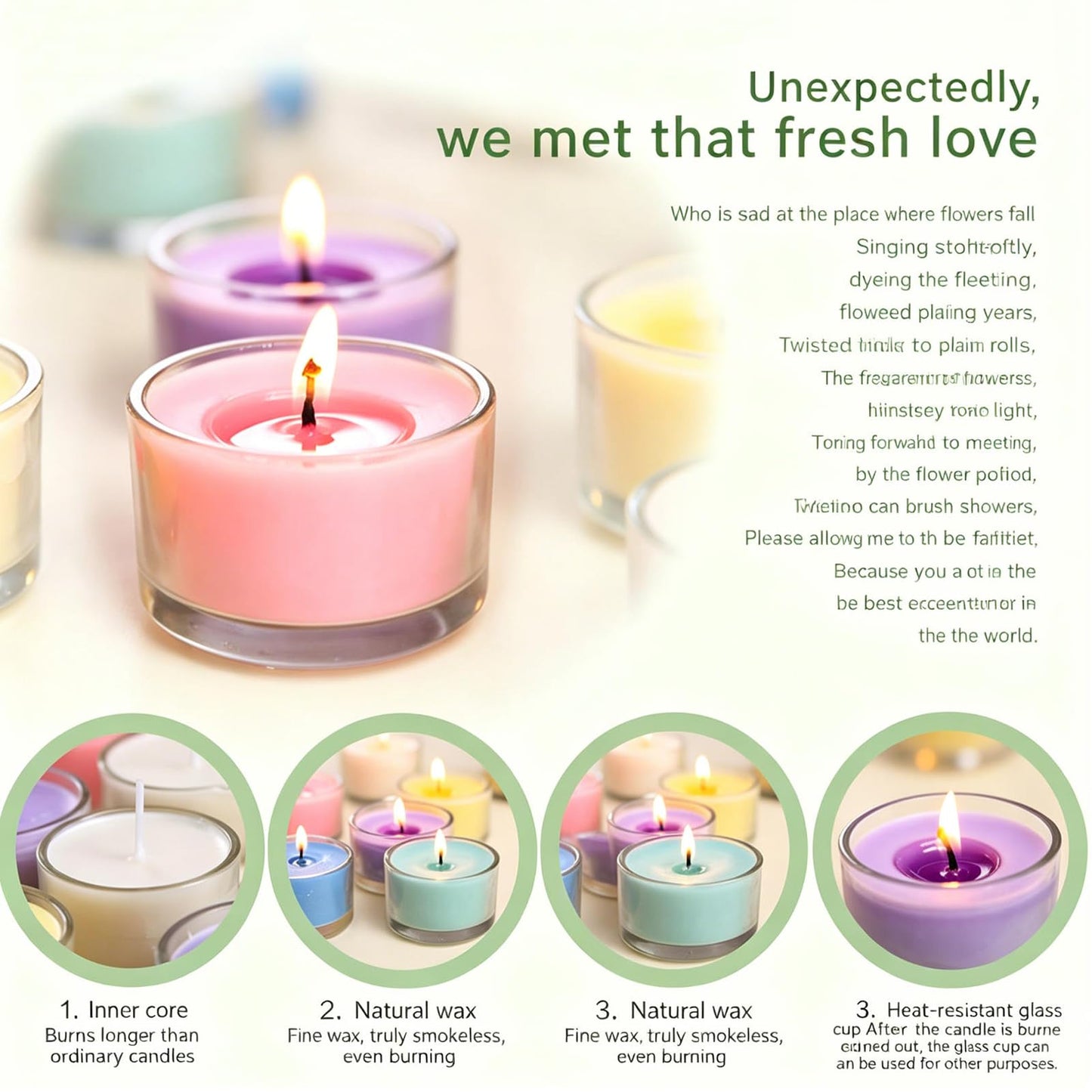 7–8 Hour Long-Burning Scented Tea Lights (6-Pack) — Assorted Scented Candles in Glass Cups | Smokeless & Aromatic — Ideal for Home, Weddings, Parties, and Gifting (Yellow)