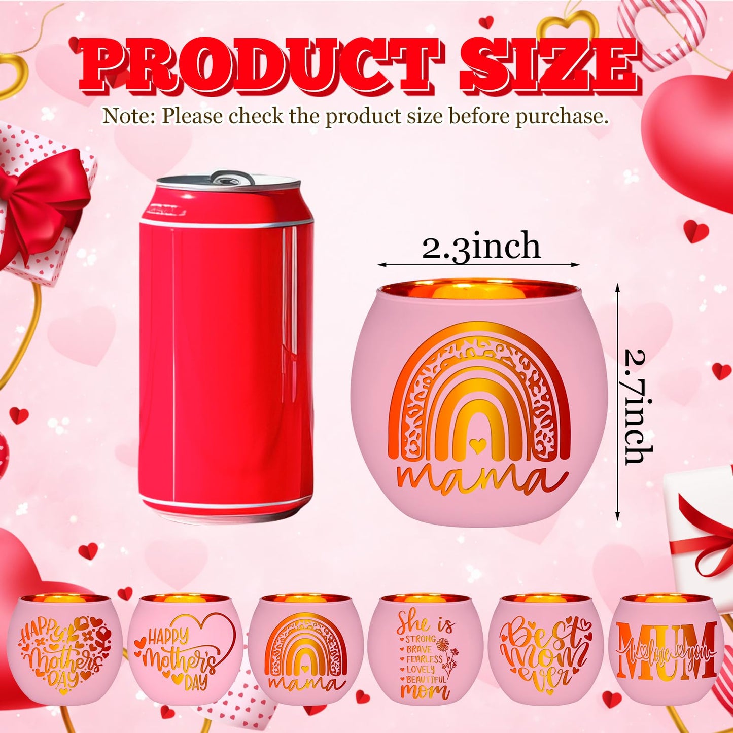 FoldTier 6 Pcs Best Mom Ever Gifts Candle Holders Rainbow Love Mum Home Decor for Candle Pink Mama Tealight Votive Holder for Birthday Party Centerpiece Mother's Gift for Birthday, Anniversary, Thanks