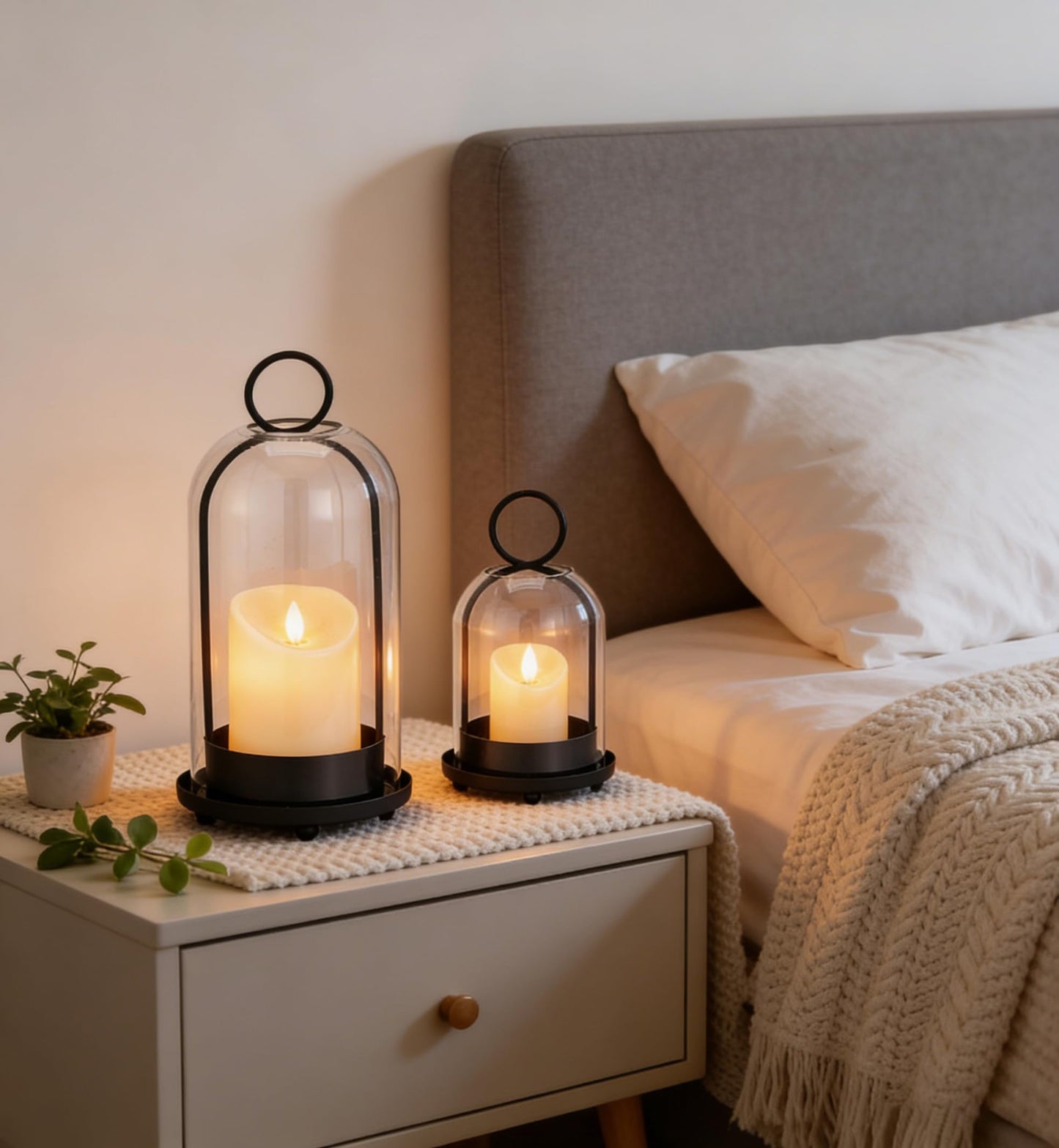 Maimeili Glass Candle Holder Hurricane Candle Lantern Decorative Candle Fits Standard Tealight for Table Wedding Dinning Centerpieces Party Supplies Farmhouse Home Decor（NO Candles）