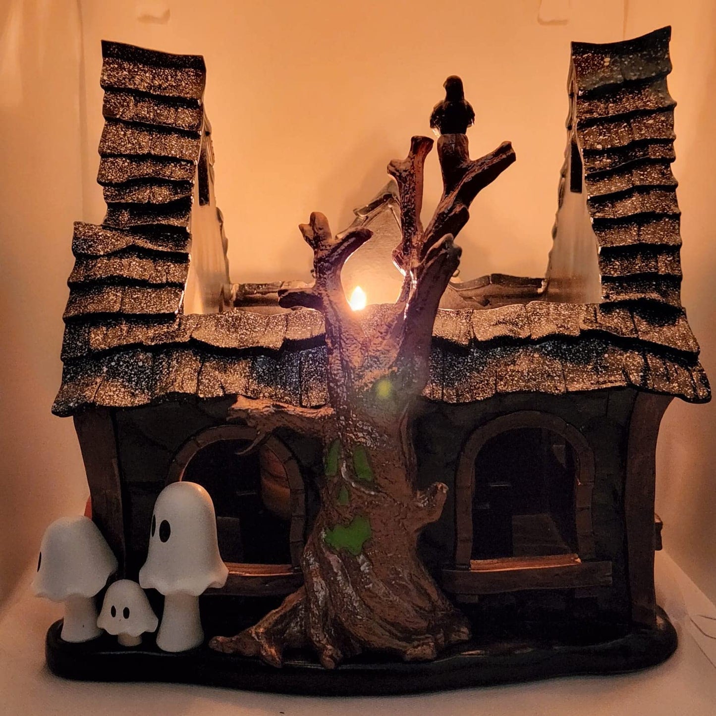 Halloween Candle Holder Compatible with Bath & Body Works and White Barn 3-Wick Candles - Select Your Favorite! (Candle NOT Included) - Haunted House Luminary