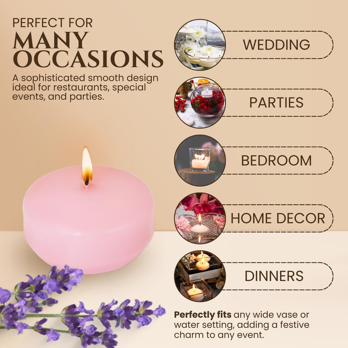 Axiom - Pink Floating Candles for centerpieces -2" Dripless and Smokeless Floating Candles with 5 Hours Burning Time for Wedding, Pool, Parties, Home Decor