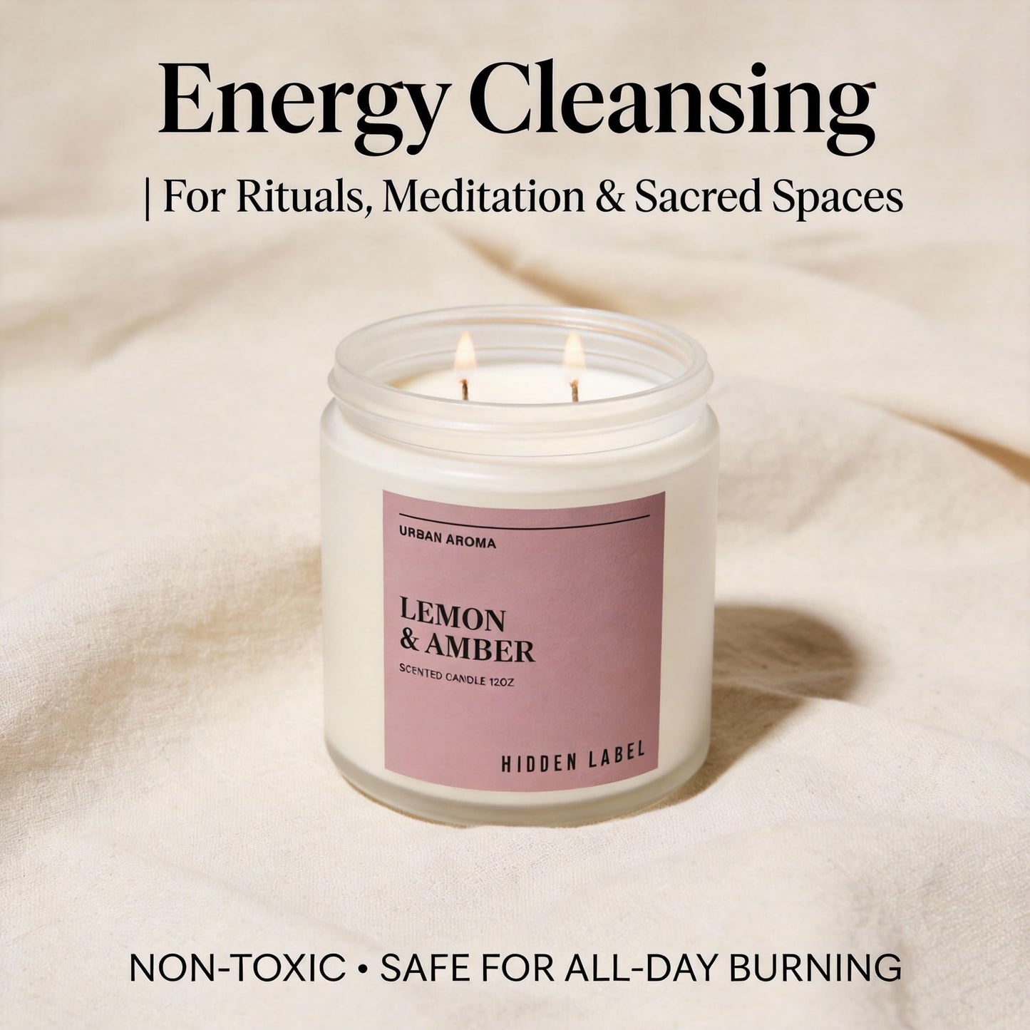 Lemon & Amber Scented Candle for Home, 12oz 2-Wick 70-Hour Soy Candle, Clean Burn Non-Toxic, Citrus Aromatherapy Candle for Women, Housewarming Gift, Cozy Home Décor