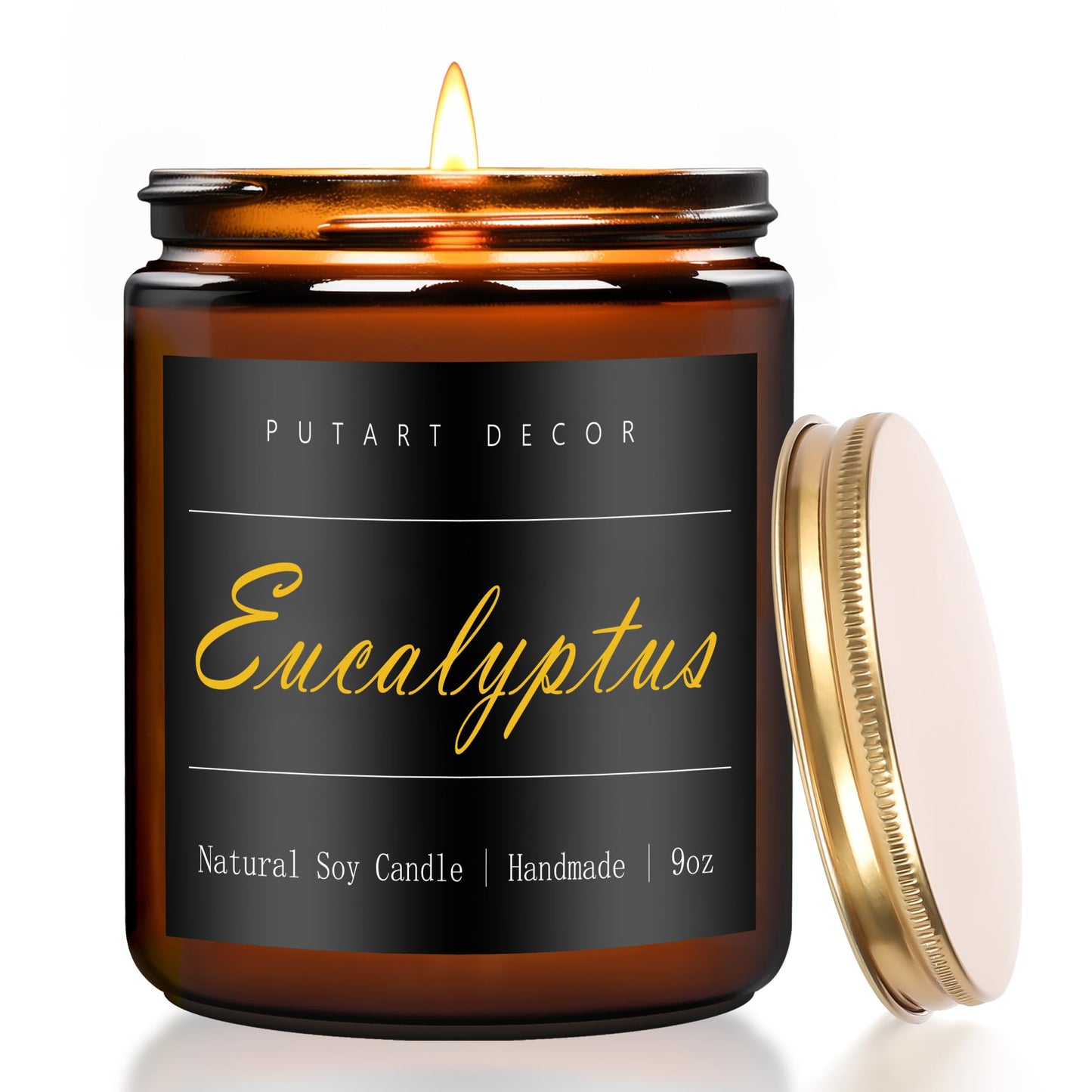Putart Eucalyptus Mint Candles for Home Scented, Natural Soy Aromatherapy Non Toxic Candles with Long Lasting Fragrance & Clean Burn, Luxury Jar Candle Gift for Women, Men, Home Decoration 9oz