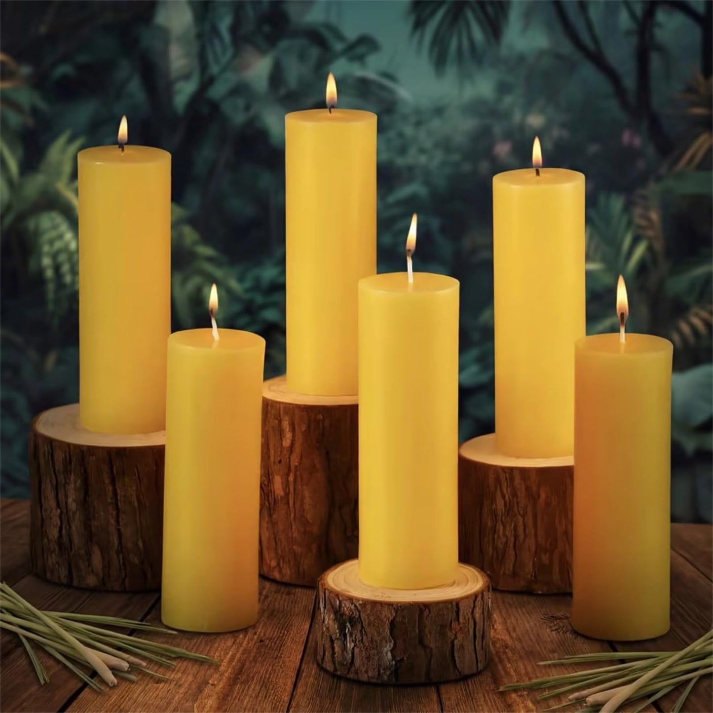 Lounsweer 6 Pcs 2 x 6 Inch Citronella Scented Pillar Candles Yellow Scented Candle for Home Indoor & Outdoor Use
