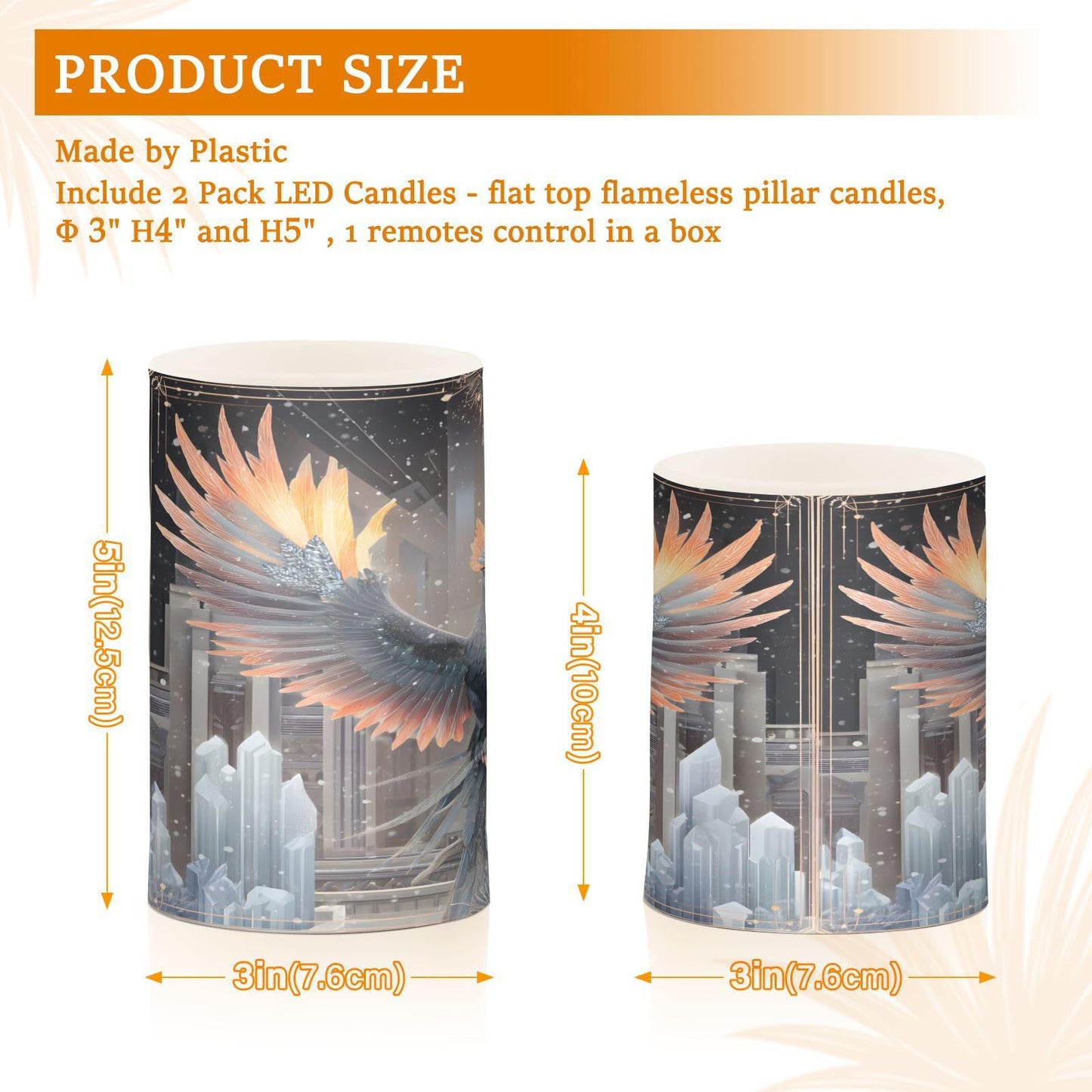 ALAZA Flameless Candles with Remote Timer,Bohemian Bird Battery Operated Candles Set of 2 LED Tea Lights Flickering Pillar Votive Candles for Indoor Outdoor Decor