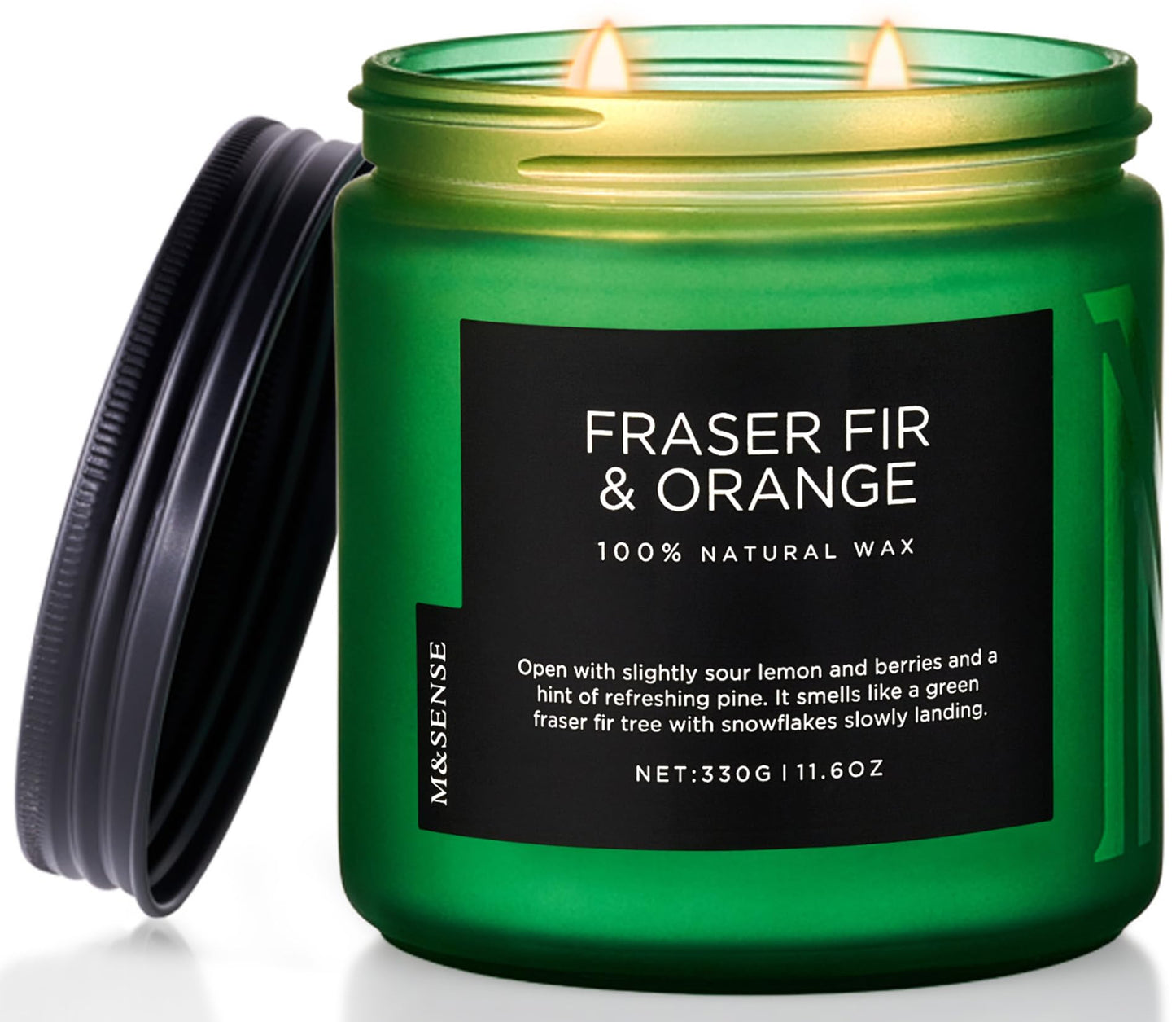M&SENSE Fraser Fir Pine Scented Candle, Natural Soy Wax Non Toxic Candles 70 Hours 2 Cotton Wick 11.6oz Cozy Home Fragrance Aromatherapy Candle for Birthday Holiday Gifts for Mom Women