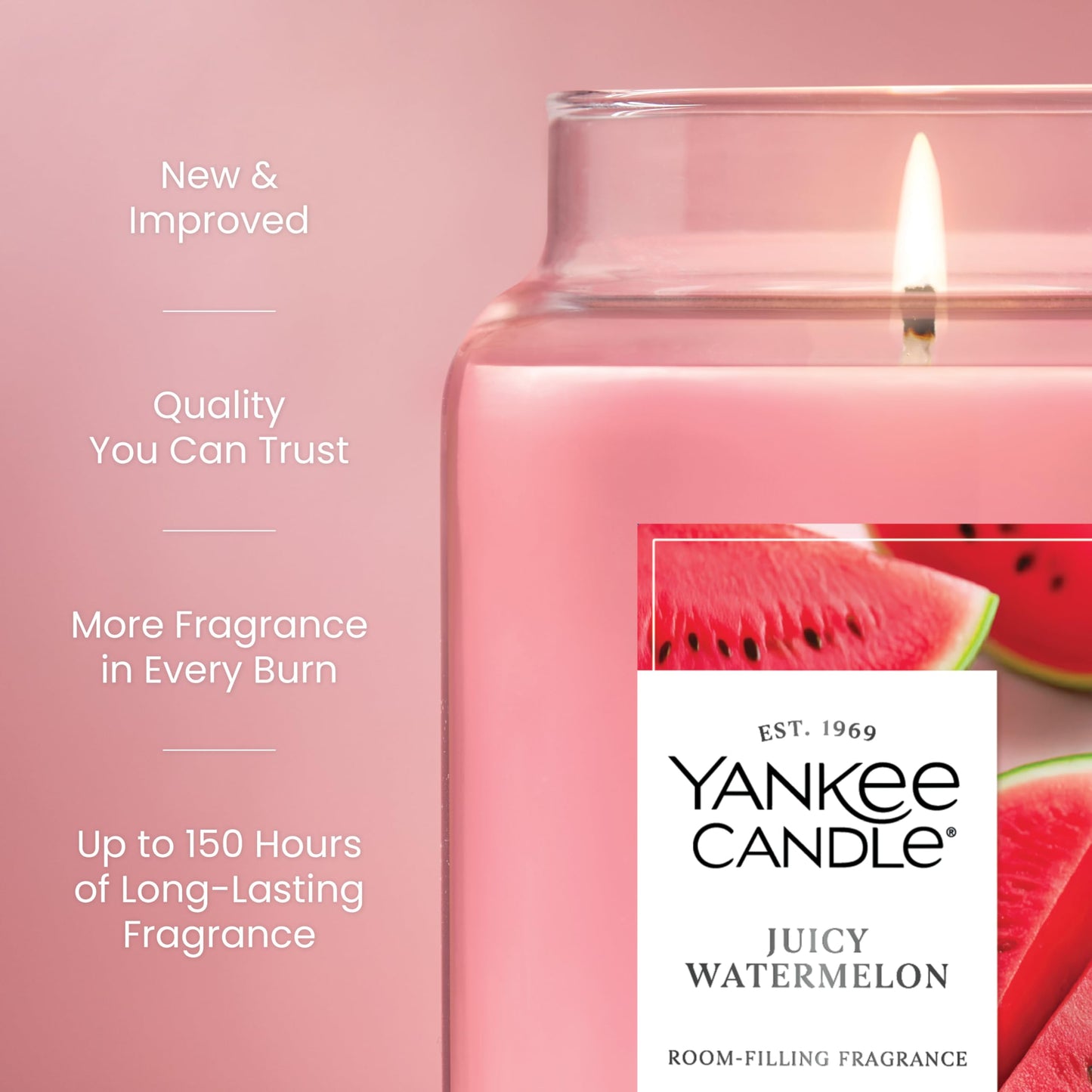 Yankee Candle Juicy Watermelon Scented Candle, 22oz Large Jar with up to 150 Hour Burn Time, Giftable