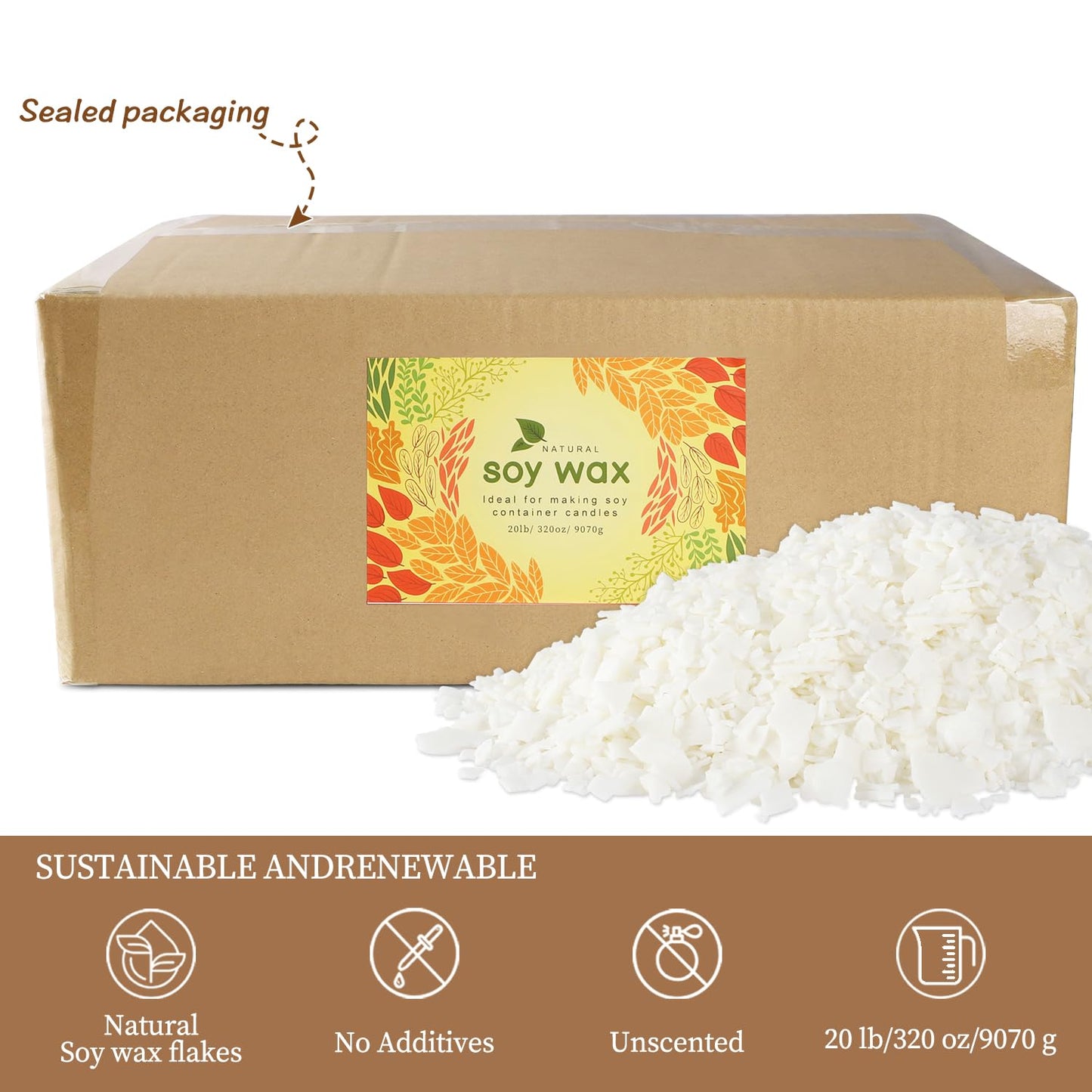 Pure Soy Wax for Making Candle - Pure Nature DIY Soy Wax Flakes -20 Pound Bag…