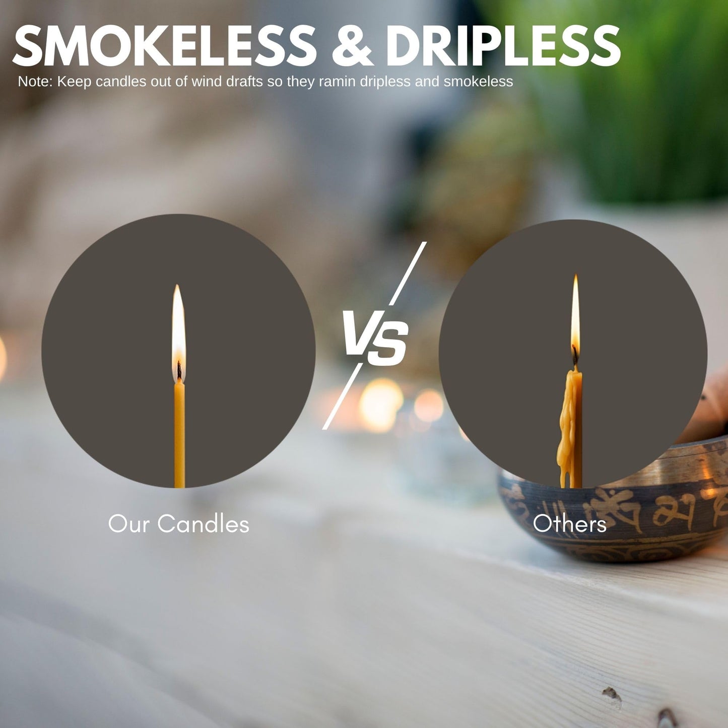 Australian Made Pure Beeswax Candles – Slim Church Candles, Ideal for Orthodox Services, Prayer, Meditation, Birthdays & Emergency Lighting Candle Non-Toxic, Drip-Free,Smokeless, 50pcs (6.3 x 0.20 in)