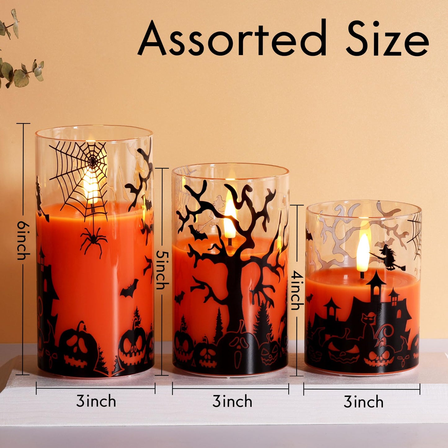 Eywamage Blue Ocean Theme Glass Flameless Pillar Candles with Remote, Flickering Moving Flame LED Wax Candles Summer Home Decor Set of 3