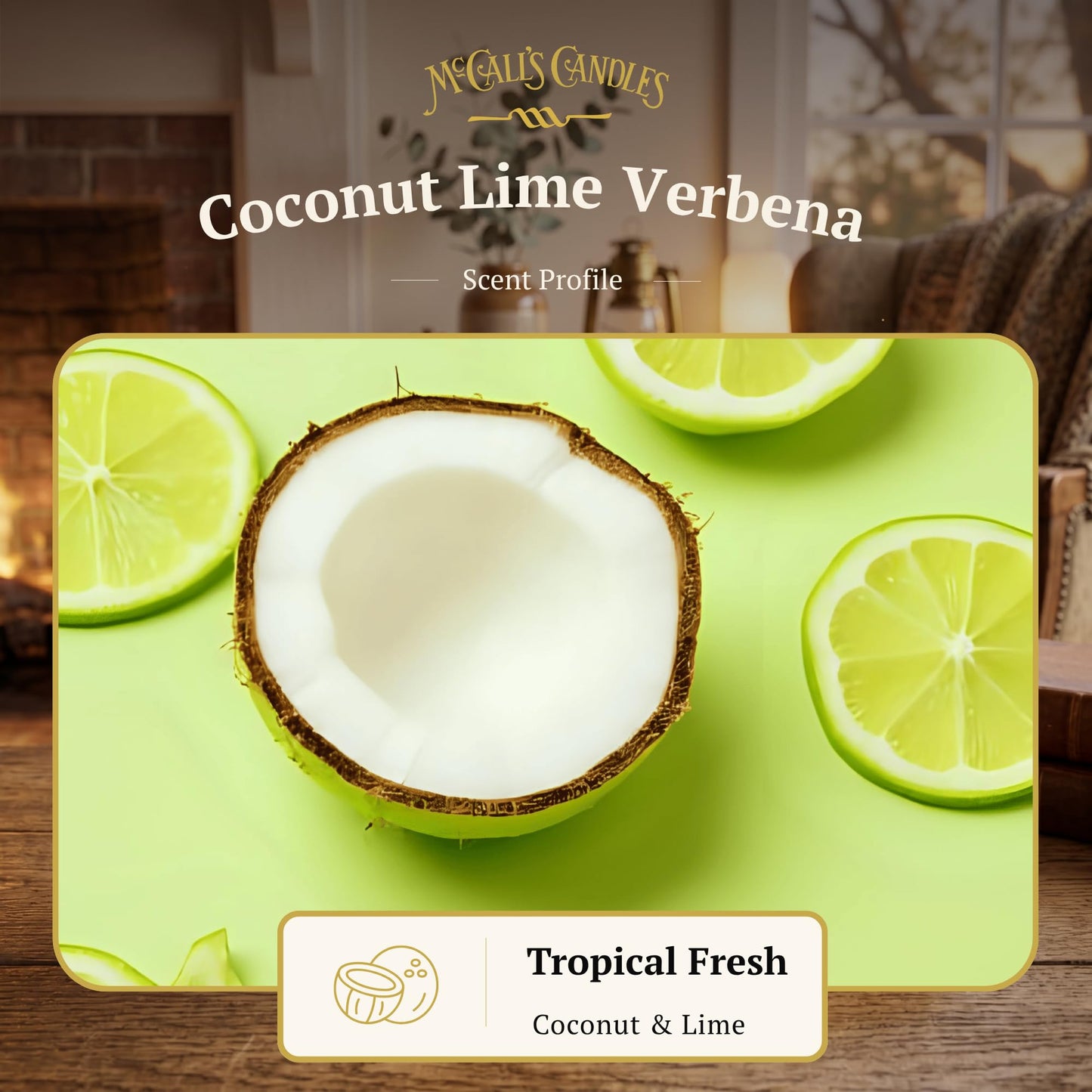 McCall’s Candles | Coconut Lime Verbena | 16 oz Scented Candle | USA-Poured | Vintage Rustic Jar with Carrying Handle | Tropical Citrus & Creamy Coconut Fragrance
