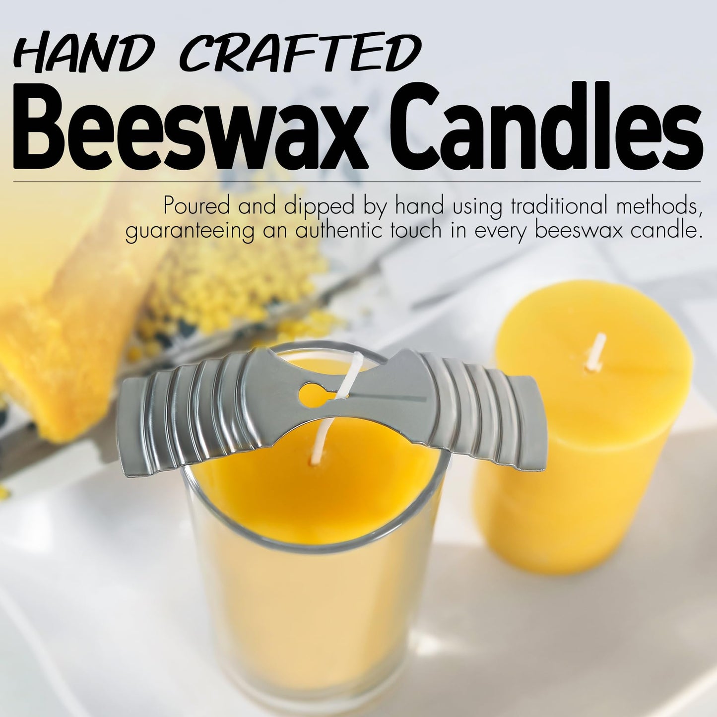 Natural Beeswax Candles Pillar, 2 Packs, 70 Hours Burn Time, 100% Pure Beeswax Candles for Home Deco, Smokeless & Dripless Bees Wax Candle for Relax, Prayer, Air Purification, 2x4 inch