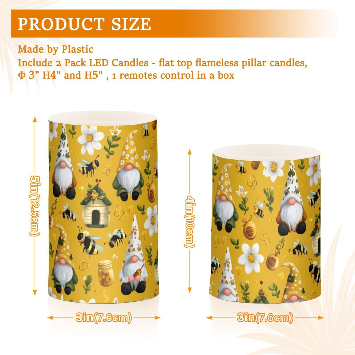 Flameless Candles Battery Operated White Sunflowers Gnome Flickering Led Pillar Candles With Remote Control Summer Honey Floral Colour Changing Warm Light Candles For Wedding Festival Halloween Chr