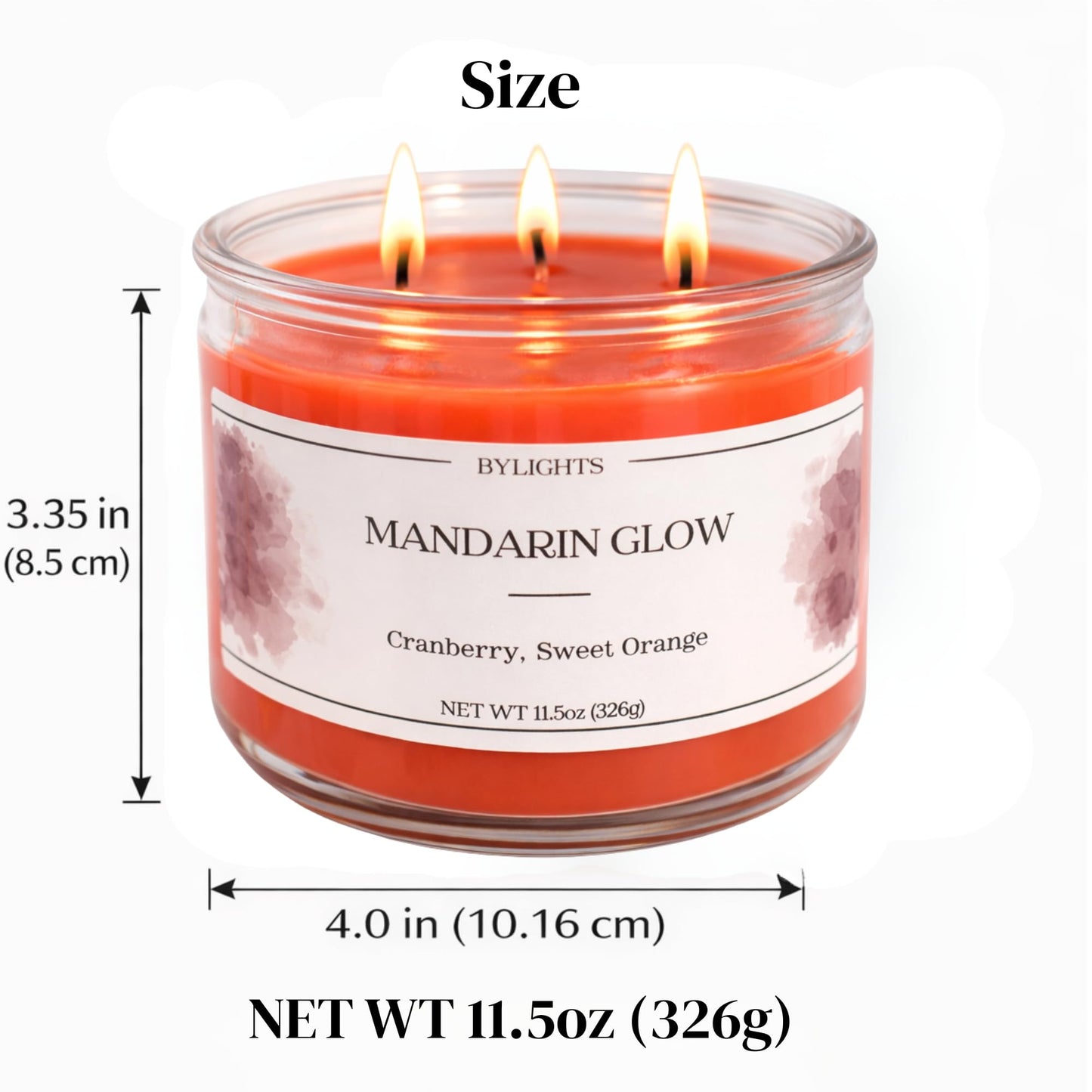 Velvet Apple Ember, Soy Wax Scented Candle, 11.5oz, 3 Wicks (Mandarin Glow)