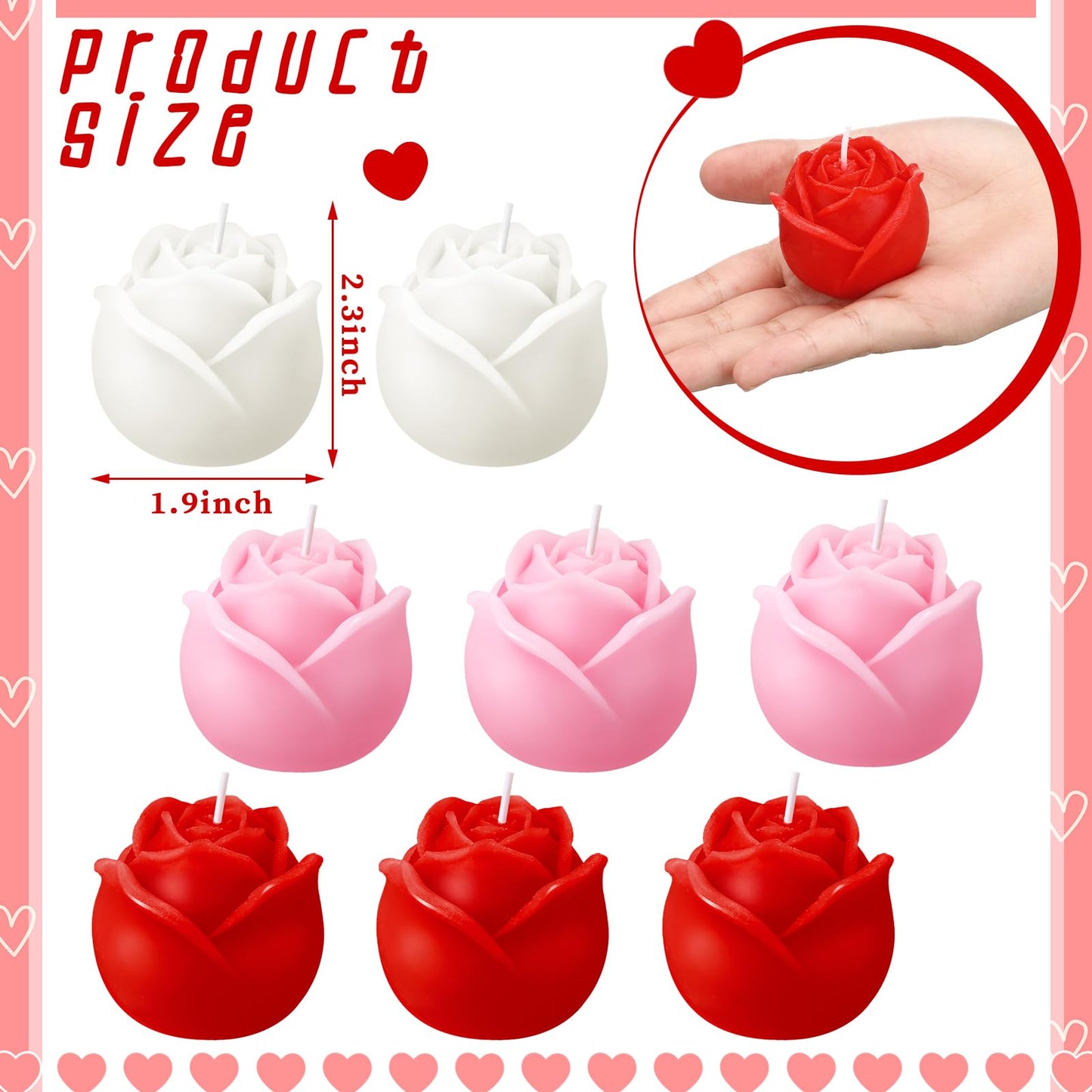 Funnymoom 8 Pcs Valentine Candles Rose Flower Candle Pink Rose Shaped Scented Aromatherapy Candles Tealight for Valentine Bridal Shower Wedding Anniversary Birthday Home
