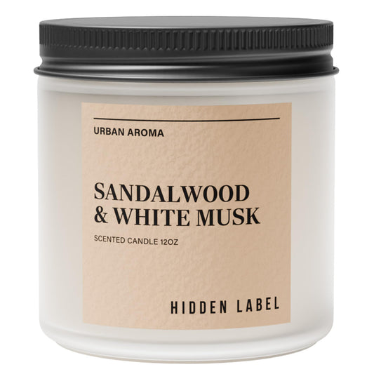 Sandalwood White Musk Scented Candle, 12oz Natural Soy Wax, 2 Wick Aromatherapy Candles for Home, 70Hours Burn Time, Non Toxic, Clean Burn, Gifts for Women, Yoga, Stress Relief, Relaxation