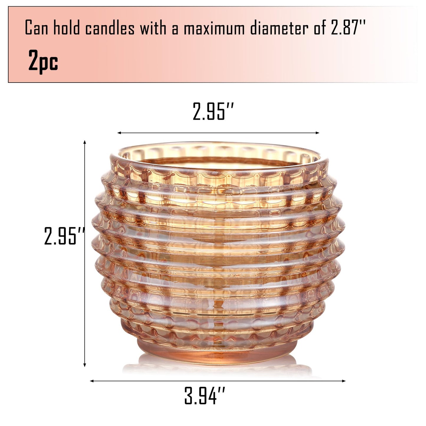 TkoYuHm 2 Pack Amber Glass Votive Candle Holders for Home Decor Round Bubble Tea Light Holder for Valentine’s Day Table Centerpiece Wedding