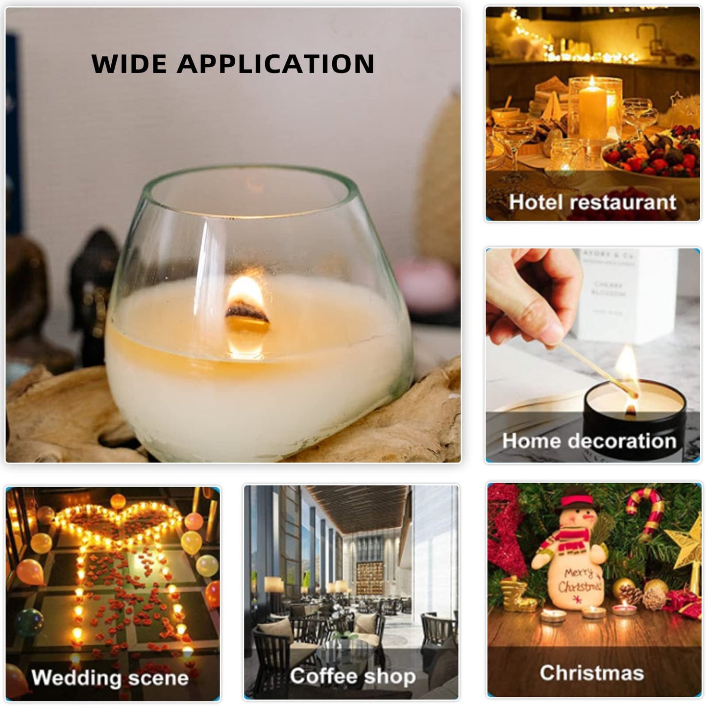 Ziosxin 50 Set Candle Wick, Thicken Smokeless Cherry Wood Wicks for Candles-Long Lasting Flame-Easily Burn, Candle Cores with Stand and Glue Dot, Candle Wicks for Candle Making