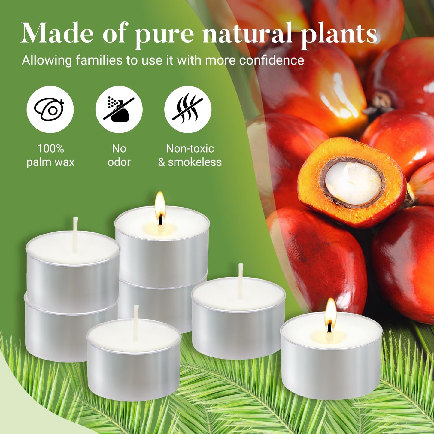 Unscented Tea Lights Candles 200 Pack,6 Hours Long Burning White Tea Candles Bulk,Non-Paraffin, Clean Burn, Smokeless, Palm Tealight Candles for Wedding,Centerpiece,Christmas Lights,Home Decor