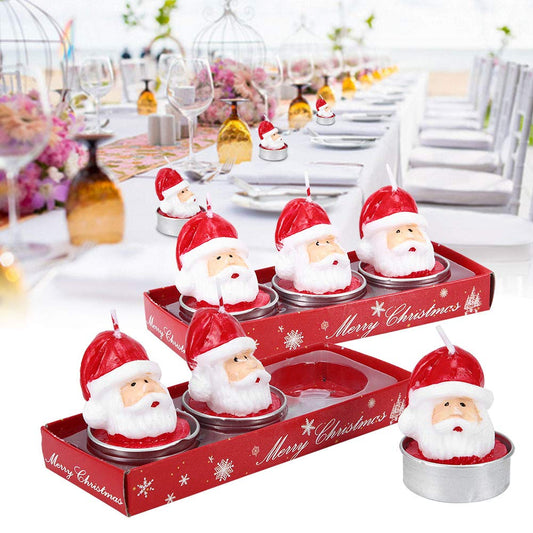BFYDOAA 6PCS Christmas Tealight Candles Santa Claus Tea Lights Wax Mini Votive Candles for Christmas Scene,Dinner Table Decor