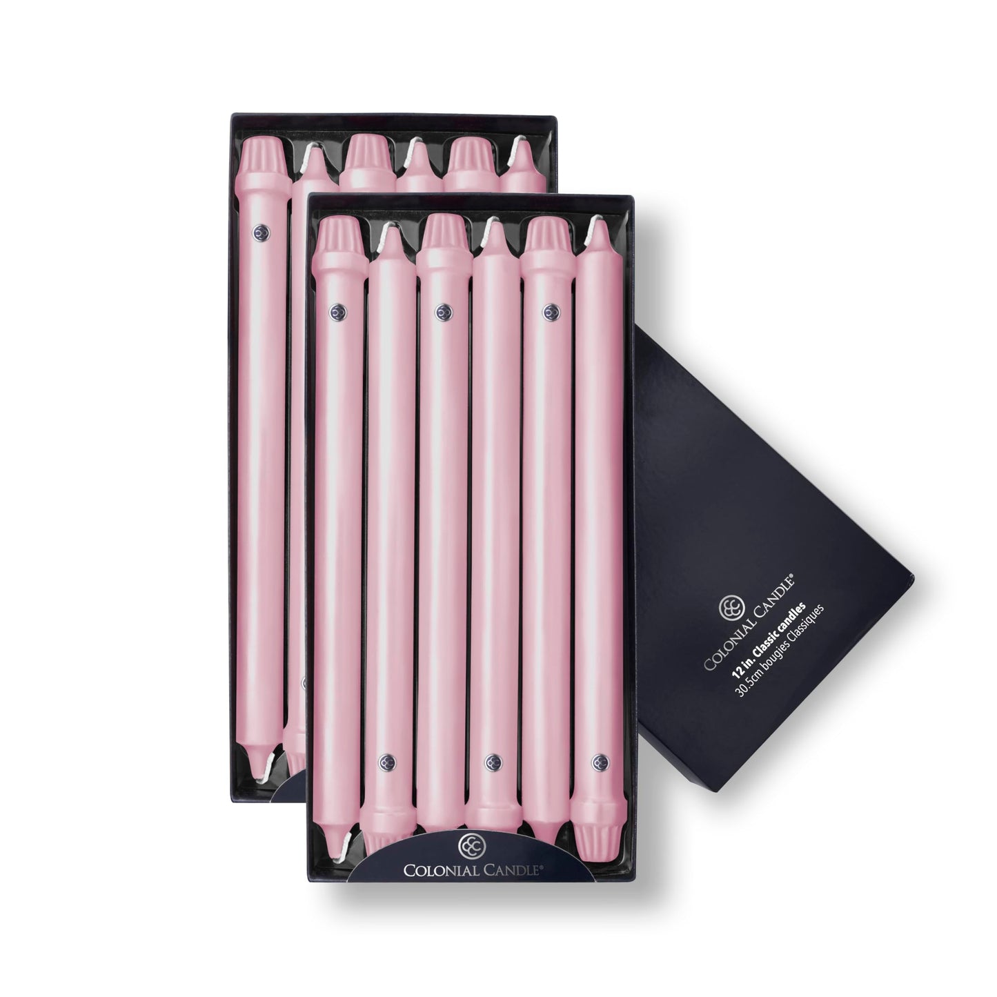 Colonial Candle Unscented Taper Candle, Classic Collection, Persian Pink, 12 in, Pack of 12 - Up to 10 Hours Burn
