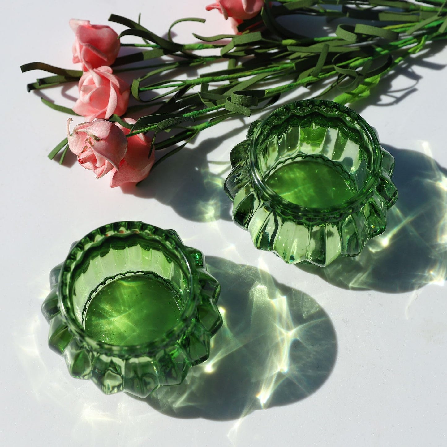 Woho Green Tea Lights Candle Holder Set of 12, Green Votive Candle Holders Bulk for Wedding Table Centerpiece, Tealight Candle Holder for Christmas Party Home Decor