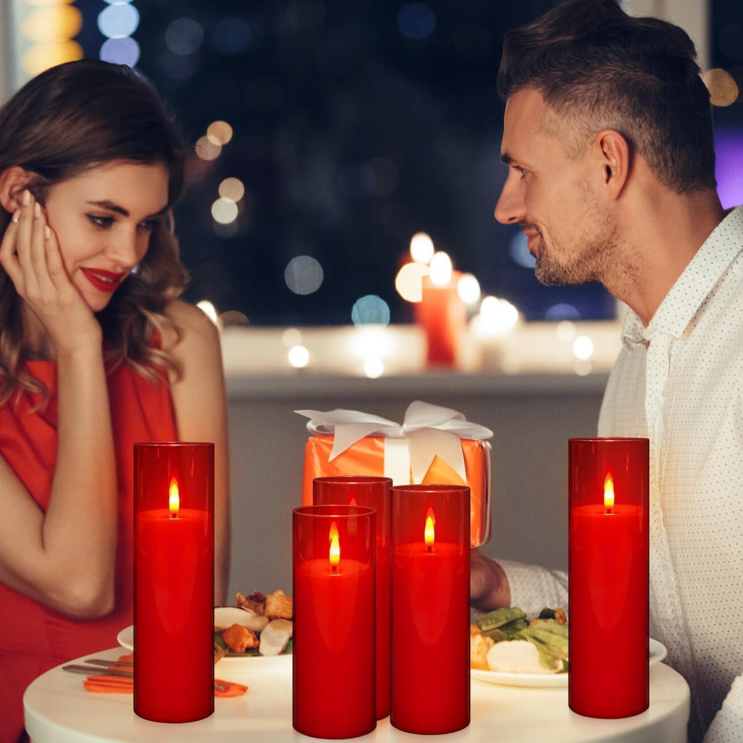 Grcdoyvl 24-Pack Red Flameless LED Candles - Remote Control & Timer, Realistic Flickering for Chinese New Year Decor, Valentine's Day, Romantic Home Ambiance, Fireplace Mantel & Festive Centerpieces