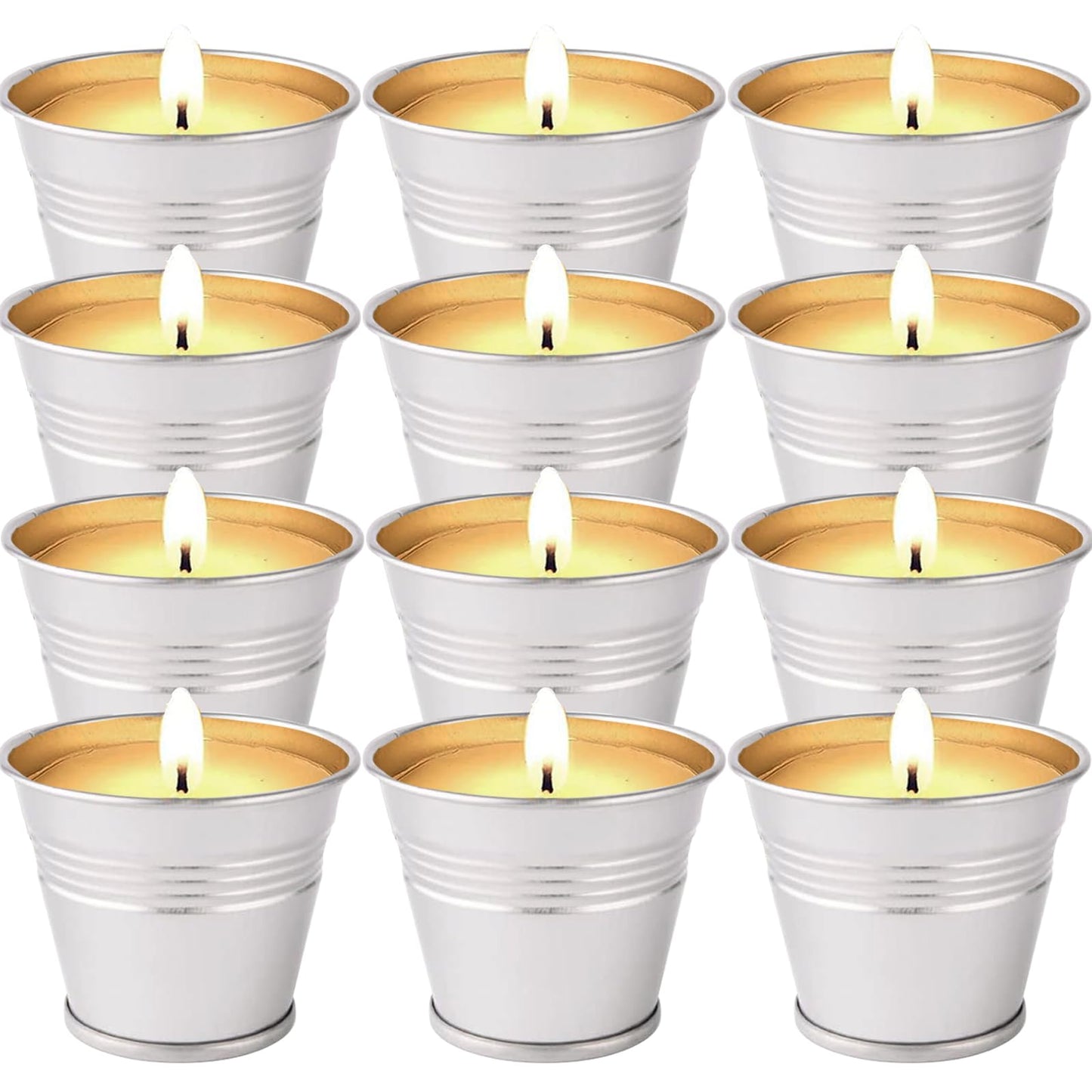 Citronella Candles Outdoor, 12 Pack Citronella Candle Set Made with Citronella Oils and Natural Soy Wax, 120 Hour Burn Time, 2 oz Small Bucket Candles for Patio, Home, Backyard