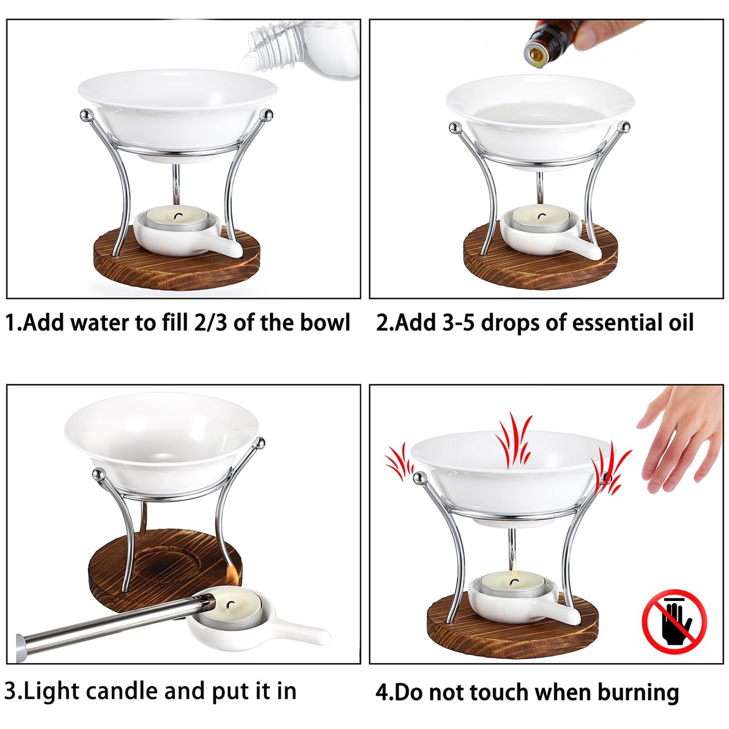 JUXYES Romantic Ceramic Tealight Wax Melt Warmer, Non Elecric Essential Oil Warmer Candle Fragrance Warmer Aromatherapy Wax Candle Tart Burner Warmer Diffuser for Home Decoration