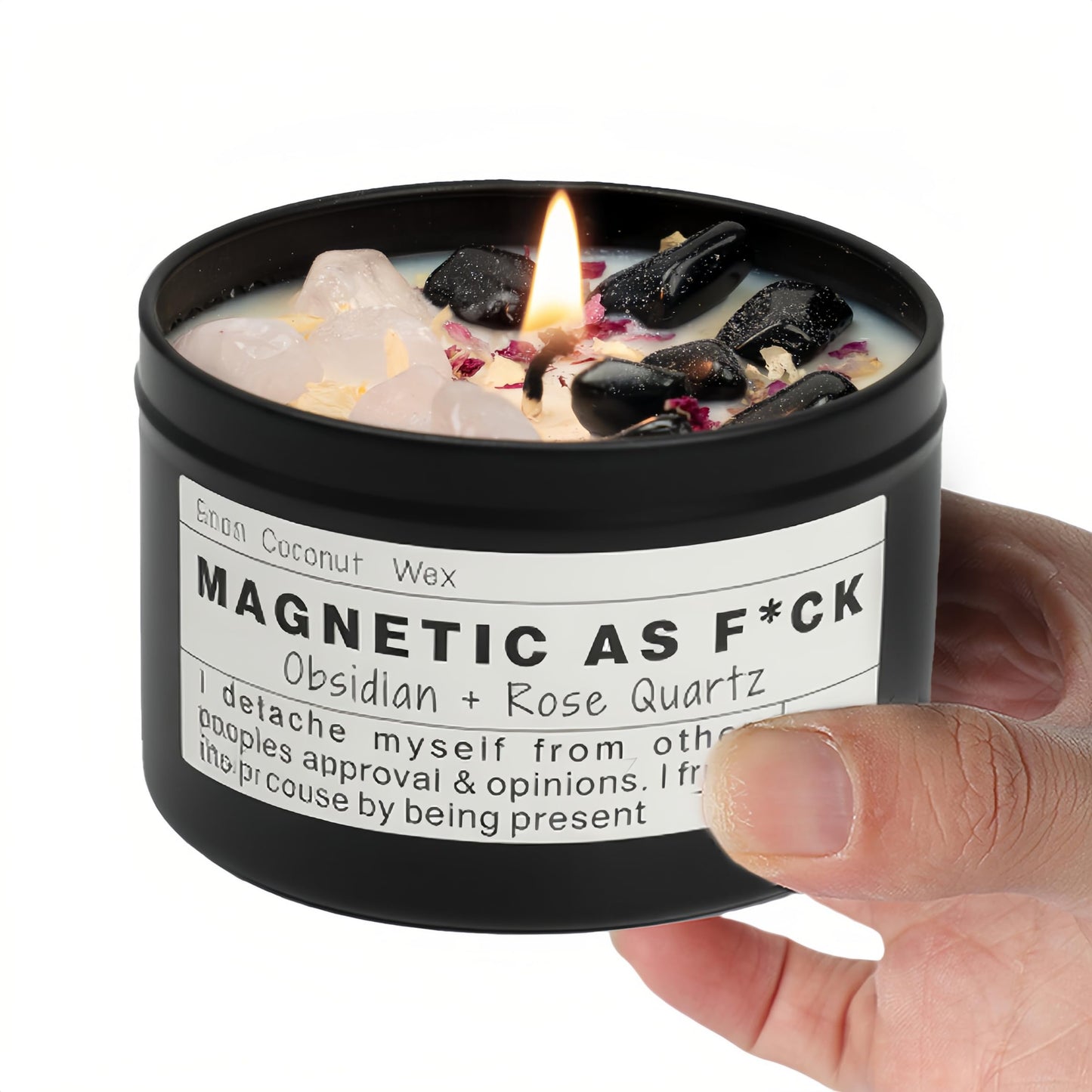 Magnetic AS F*CK, Hande Made Chakra Candle, Magic Attraction, Manifestation Crystal, Self Love, Ritual Meditation (8oz).