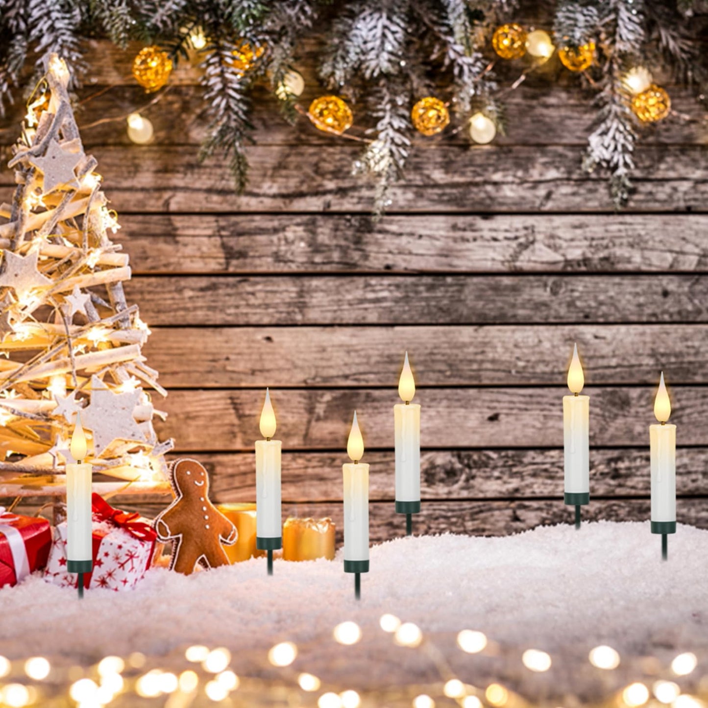 KunSwenn Clip on Candles for Christmas Trees, 10 Pcs Candle Lights for Christmas Tree with Remote Timer, Suction Cup for Window Candles, LED Flameless Taper Candlesticks for Holiday Home Window Decor