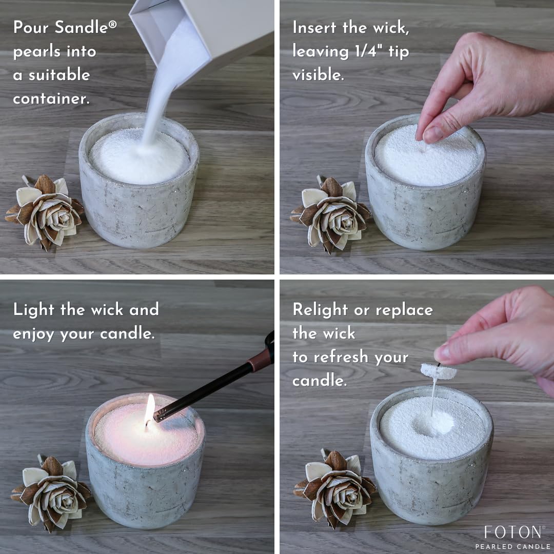 Foton Sandle Pearled Candle – Tri-Pack (3 x 10oz) – Vanilla, Clean Laundry & Black Unscented, Non-Toxic, Luxury & Long-Lasting – Up to 180 Hours – with 15 Wicks Each