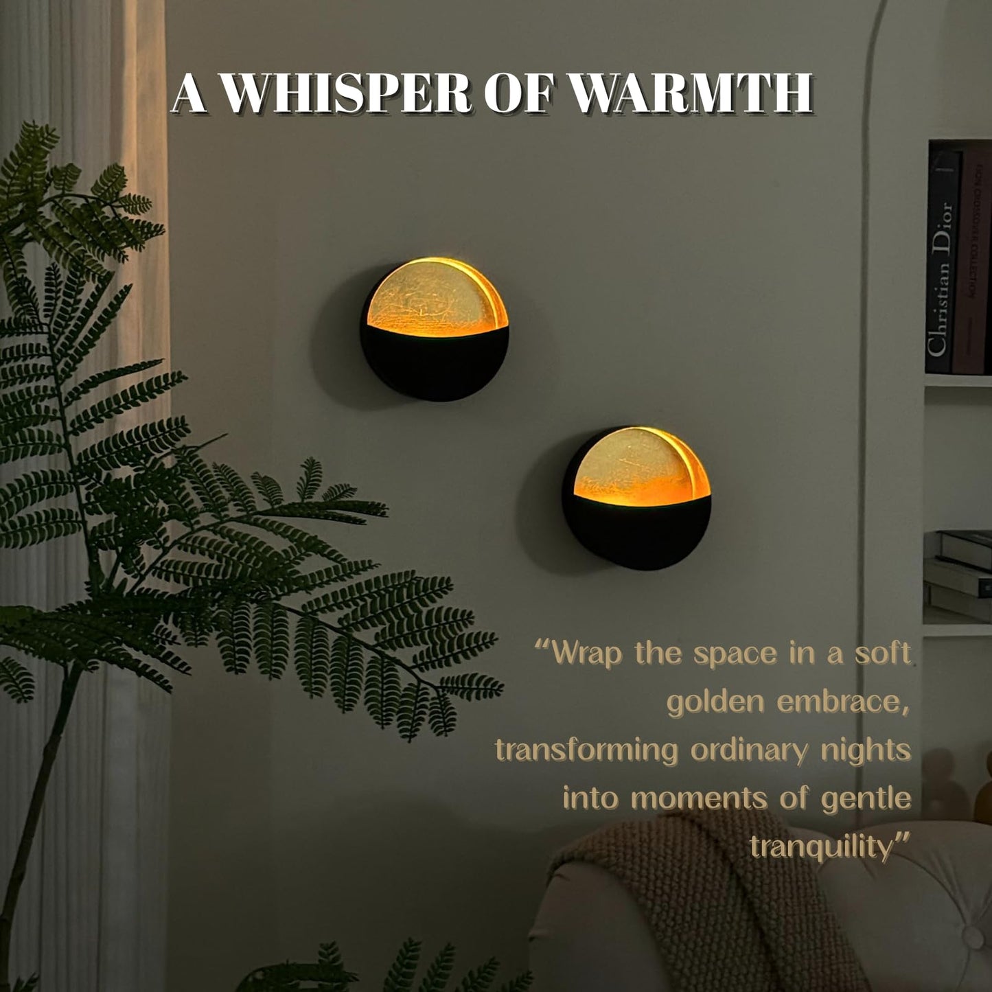 Eclipse Wall Candle Holder Set of 2, Metal Candle Sconces with Brushed Wood Grain and Gold Interior, Christmas Wall Decor for Living Room, Bedroom, and Modern Farmhouse