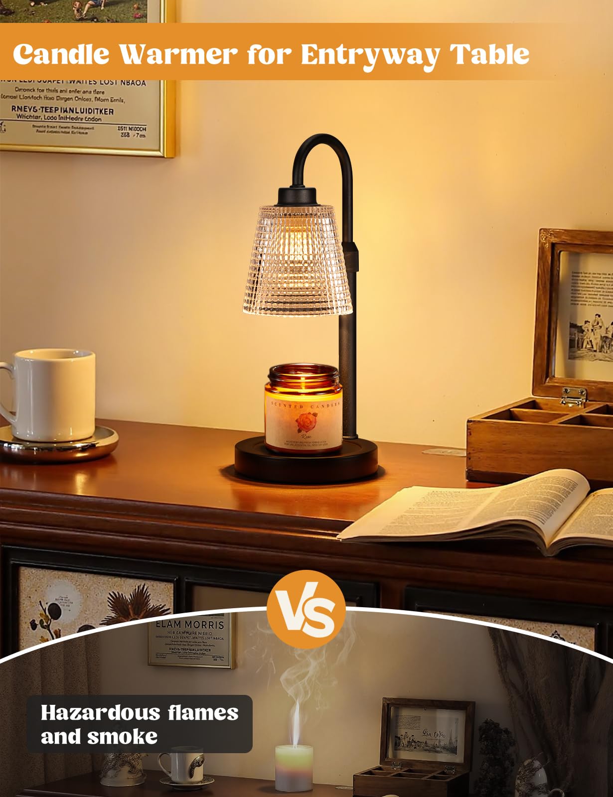 Innqoo Candle Warmer Lamp with Timer, Dimmable Candle Warmer for Jar Candles, Height Adjustable Wax Melts Warmer, Birthday Gifts for Women Mom, House Warming Gifts New Home Decor