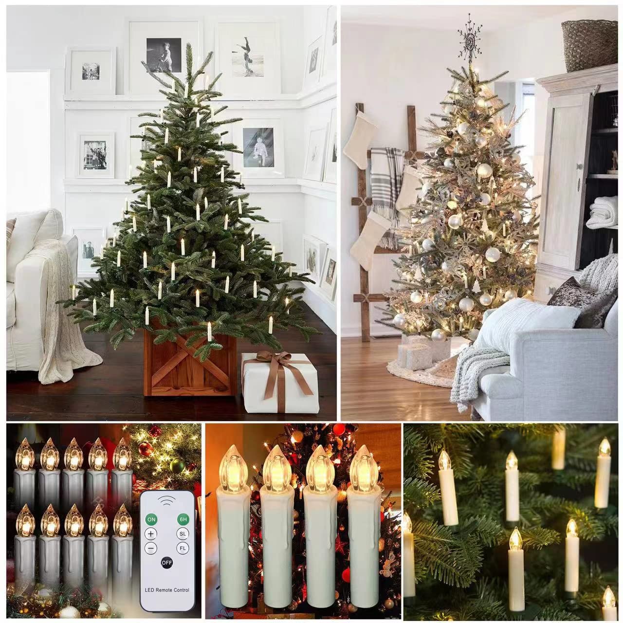 20 PCS Flameless LED Window Candles with Remote Controls and Timers, Christmas Tree Candle Lights, Battery Operated Taper Candles for Chandeliers Party Easter Decoration, Warm White Light with Clips