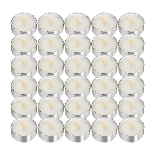 UNBREAKABLE - Tea Light Candles 30 Pack – Unscented Long Lasting 2.5 Hour Burn – White Smokeless Tealights for Decoration, Holiday, Party, Wedding, Home Use