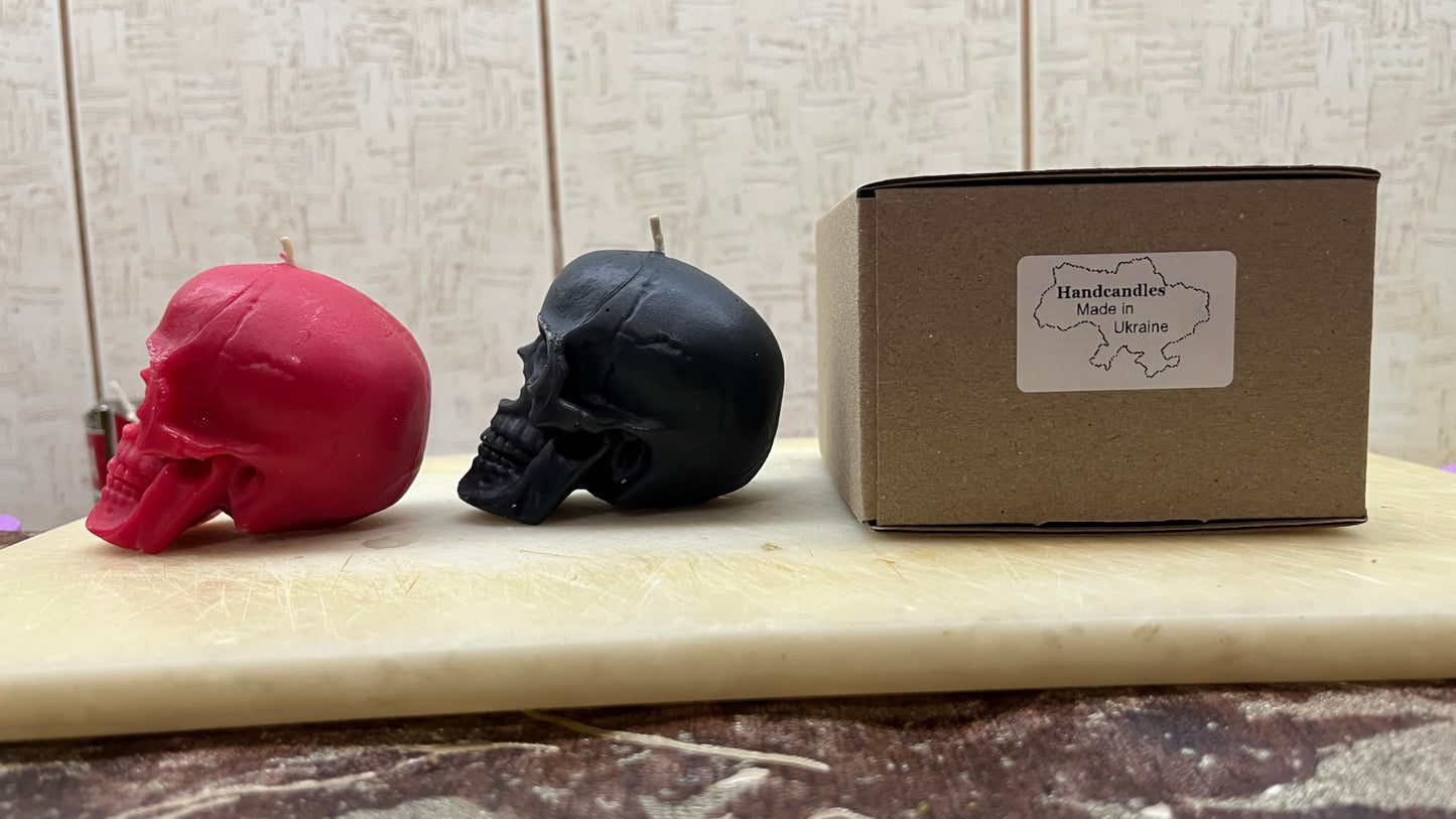 2pcs Black and red Skull Candles for Spells