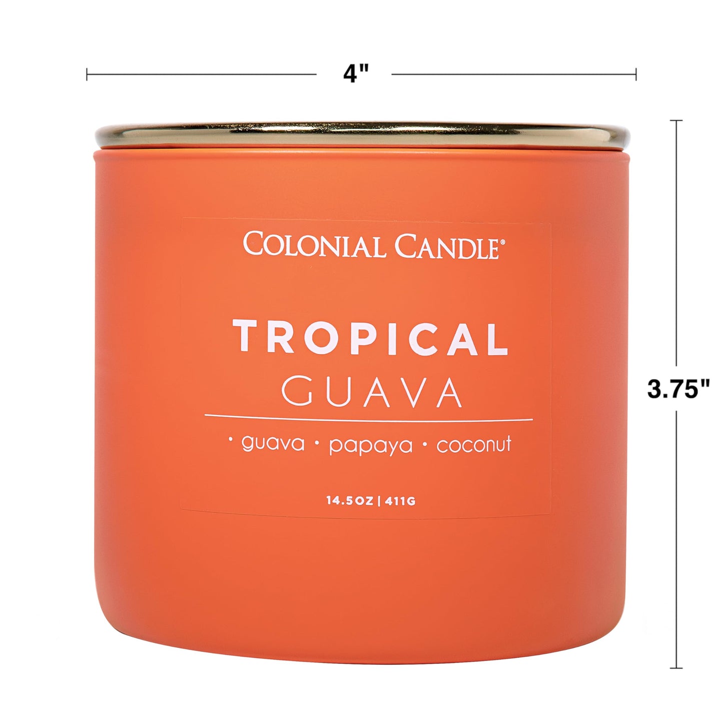 Colonial Candle Tropical Guava Scented Jar Candle, Pop of Color Collection, 3 Wick, 14.5 oz - Up to 60 Hours Burn