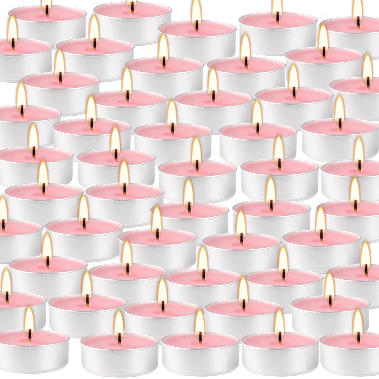 Pink Rose Scented Tealight Candles -Giant 100 Pack Votive Candles Bulk - Smokeless Tea Light Candle Gift Set for Valentine's Day,Holiday, Wedding and Home - 4 Hour