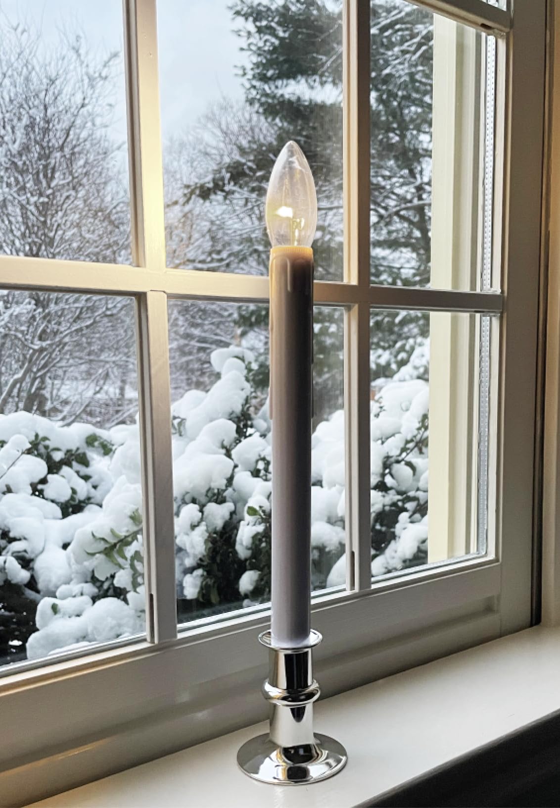 Celestial Lights Set of Four Battery Operated Remote Programmable Window Hugger Candle for Narrow Window Sills Daily Timer Choose 6, 8, or 10 Hours Flicker or Steady (Black Oynx)