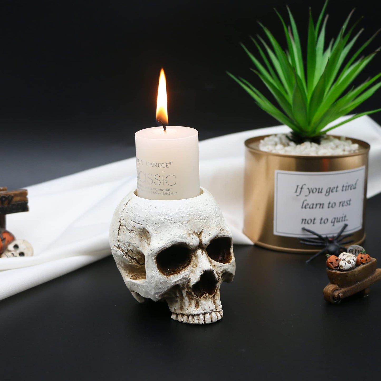 Skull Candle Holder - Gothic Shed Tears Human Skull Tealight Candle Holder Novelty Skull Bone Candlestick Halloween Home Bar Party Tabletop Decor