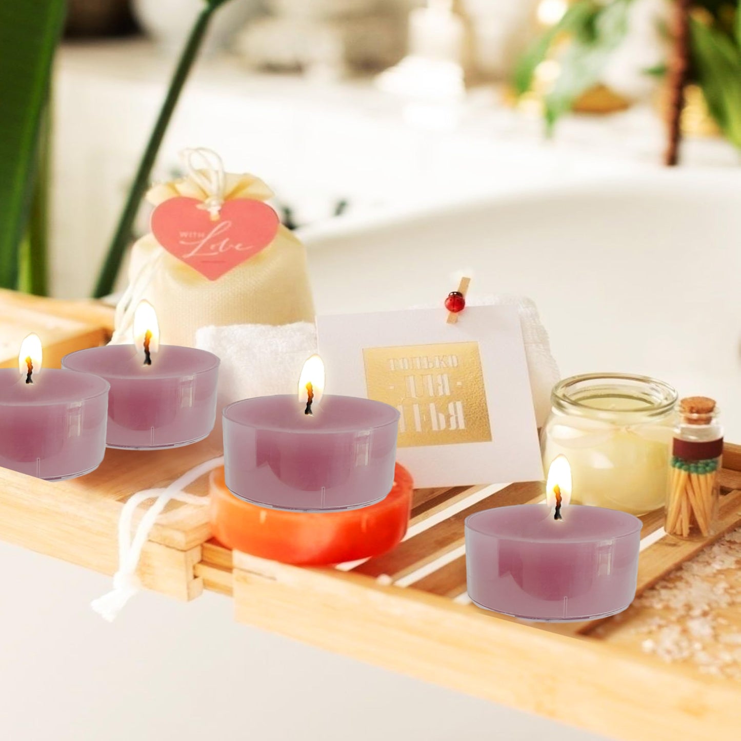 Purple Tea Lights Set of 24, Grape Scented Tealight Candles, Handmade Tea Candles, Long Burning Tealights for Romantic Wedding Home Decor Gift