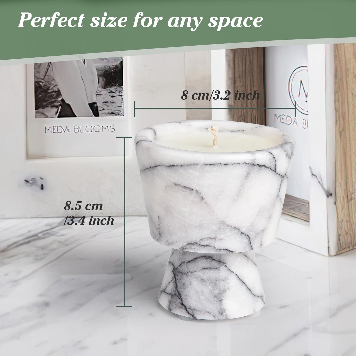 Scented Candle in Handmade Marble Container |1 Set | Soy Wax | Non-Toxic | Reusable Stone Jar | Story of Stone | Distinctive Gift. Natural Spring Aromatherapy for Women & Men