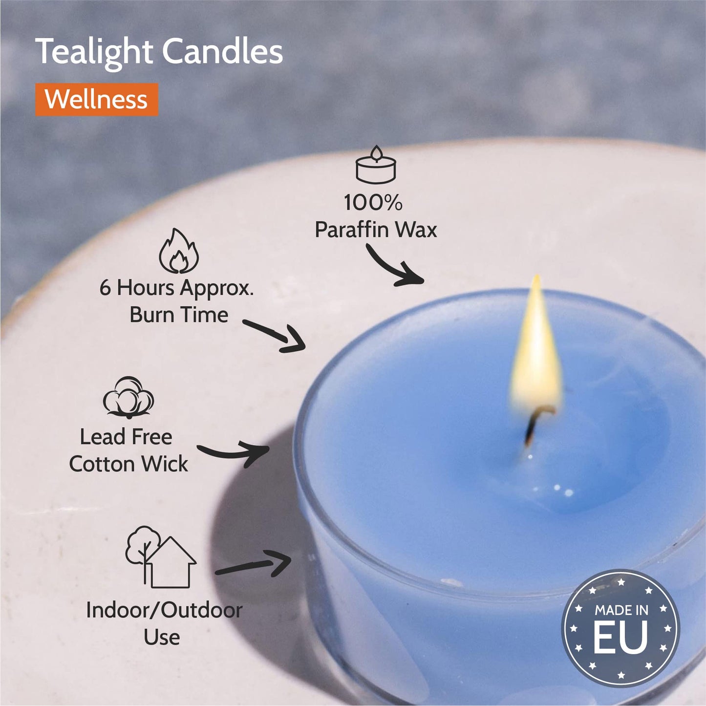 HYOOLA Scented Tealight Candles - Clear Cup - Wellness Tealight Candles Scented - 6 Hour Burn Time - 15 Pack - European Made
