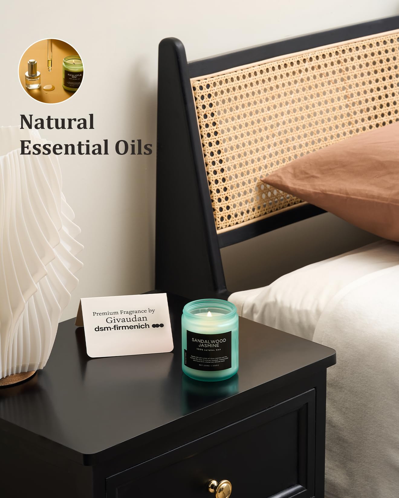 M&SENSE Sandalwood Jasmine Scented Candles for Home, 7.05oz Organic Soy Wax, 50 Hours Natural Candles Non Toxic, Spring Floral Smelling Home Fragrance for Women, Aromatherapy Gifts for Stress Relief